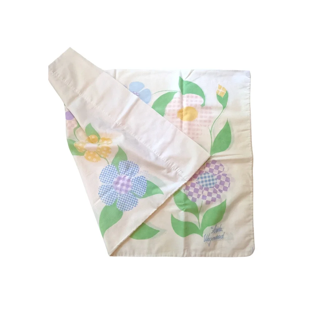 Vintage 70s Pillowcase, Anita Wagenvoord Patchwork Floral Design, Floral Bedding